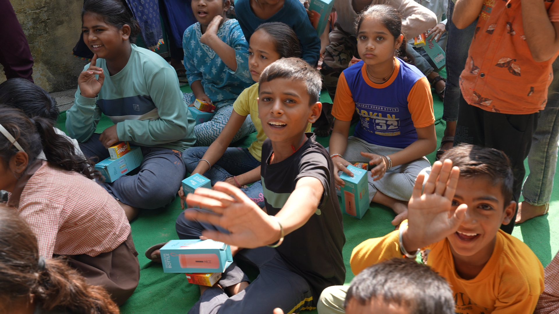 Volunteer serving food